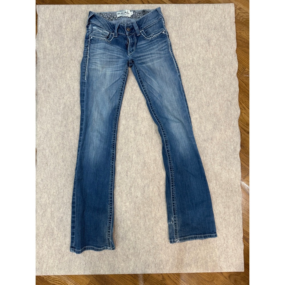 Ariat REAL Denim Kids Medium Wash Bootcut Jeans Embroidered 27L